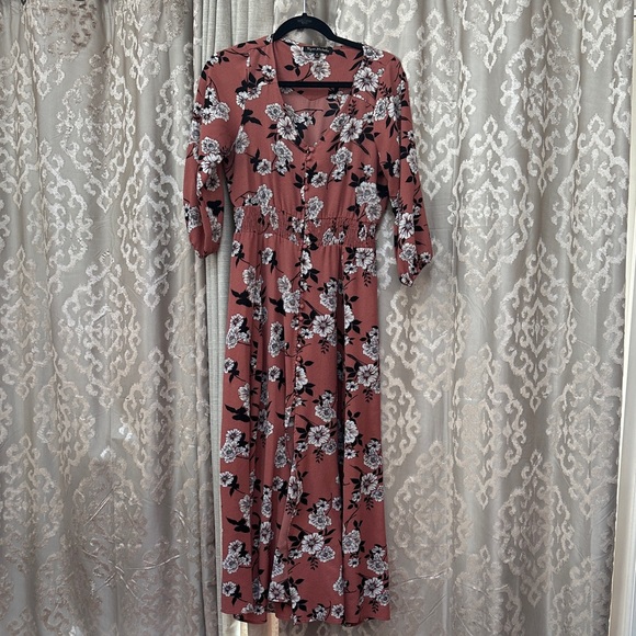 Ryan Michelle Mauve Pink Floral Print Maxi Dress Size Medium - Picture 1 of 8